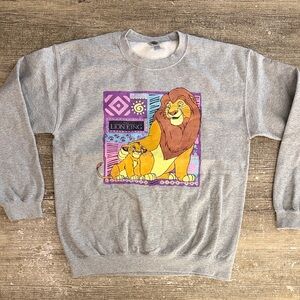 Disney Lion King Simba & Mufasa screen printed gray crewneck sweatshirt